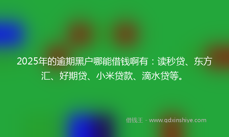 2025年的逾期黑户哪能借钱啊有：读秒贷、东方汇、好期贷、小米贷款、滴水贷等。