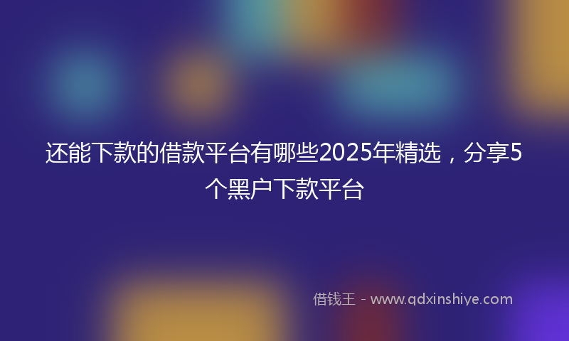 还能下款的借款平台有哪些2025年精选，分享5个黑户下款平台
