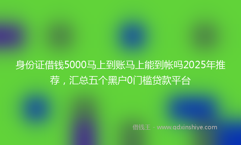 身份证借钱5000马上到账马上能到帐吗2025年推荐，汇总五个黑户0门槛贷款平台