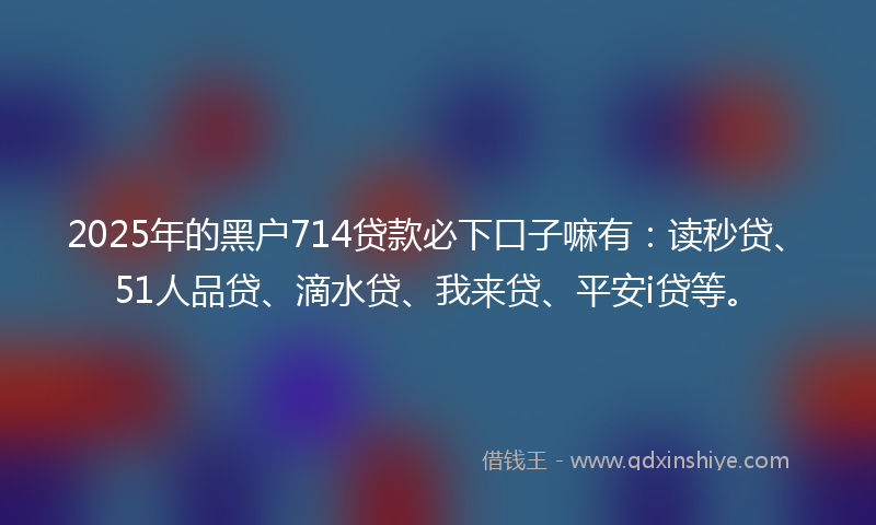 2025年的黑户714贷款必下口子嘛有：读秒贷、51人品贷、滴水贷、我来贷、平安i贷等。
