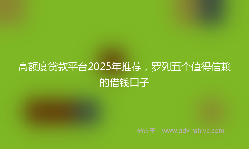 高额度贷款平台2025年推荐，罗列五个值得信赖的借钱口子