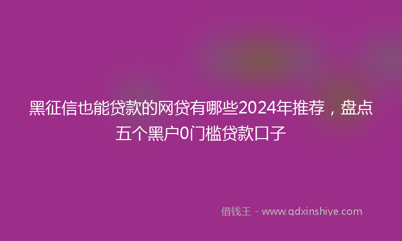 黑征信也能贷款的网贷有哪些2024年推荐，盘点五个黑户0门槛贷款口子