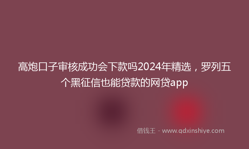 高炮口子审核成功会下款吗2024年精选，罗列五个黑征信也能贷款的网贷app