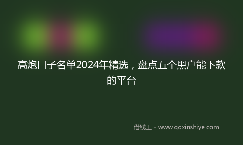 高炮口子名单2024年精选，盘点五个黑户能下款的平台