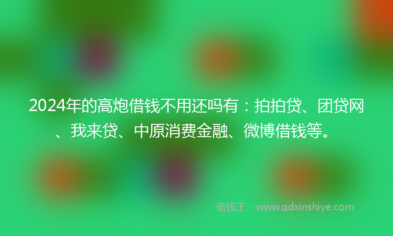 2024年的高炮借钱不用还吗有：拍拍贷、团贷网、我来贷、中原消费金融、微博借钱等。