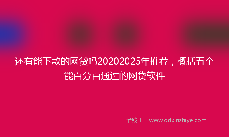 还有能下款的网贷吗20202025年推荐，概括五个能百分百通过的网贷软件