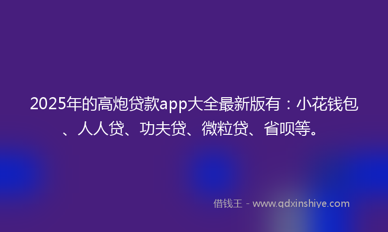 2025年的高炮贷款app大全最新版有：小花钱包、人人贷、功夫贷、微粒贷、省呗等。