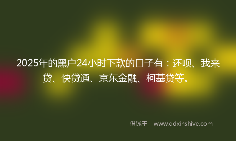 2025年的黑户24小时下款的口子有：还呗、我来贷、快贷通、京东金融、柯基贷等。