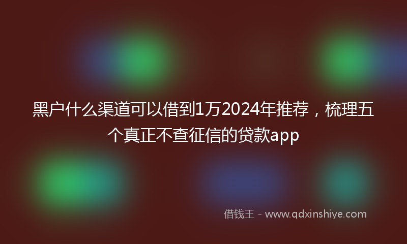 黑户什么渠道可以借到1万2024年推荐，梳理五个真正不查征信的贷款app