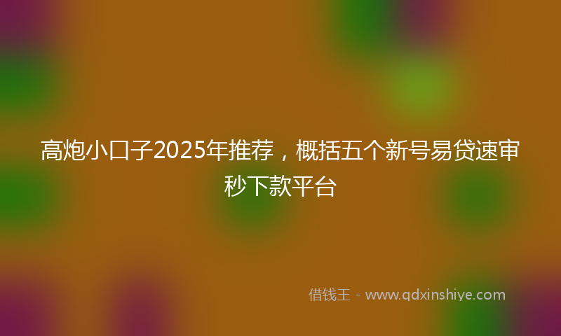 高炮小口子2025年推荐，概括五个新号易贷速审秒下款平台