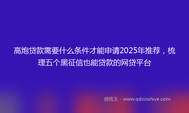 高炮贷款需要什么条件才能申请2025年推荐，梳理五个黑征信也能贷款的网贷平台