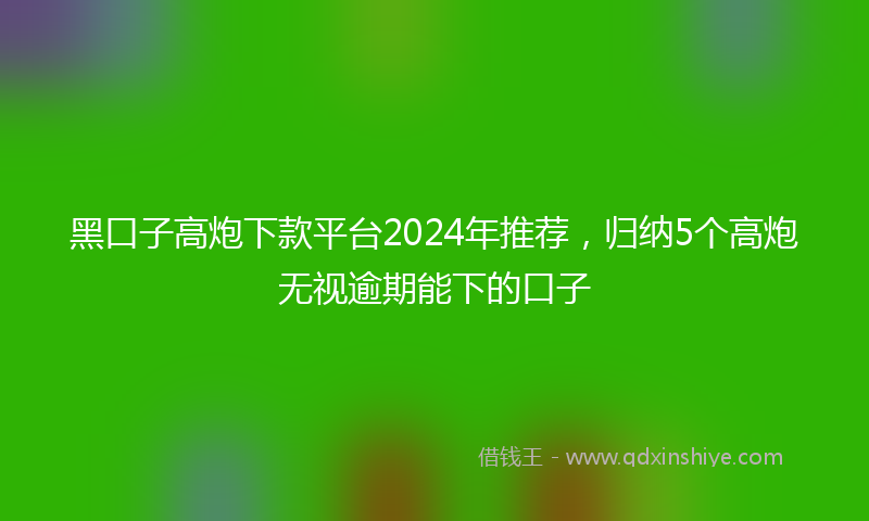 黑口子高炮下款平台2024年推荐，归纳5个高炮无视逾期能下的口子