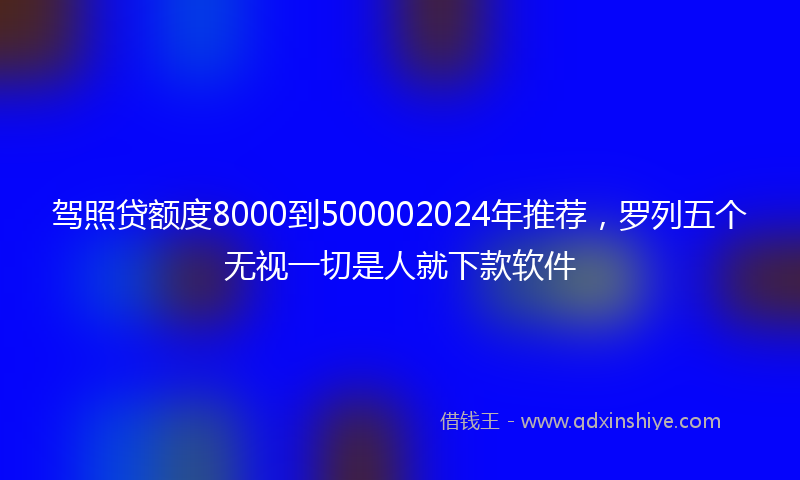 驾照贷额度8000到500002024年推荐，罗列五个无视一切是人就下款软件