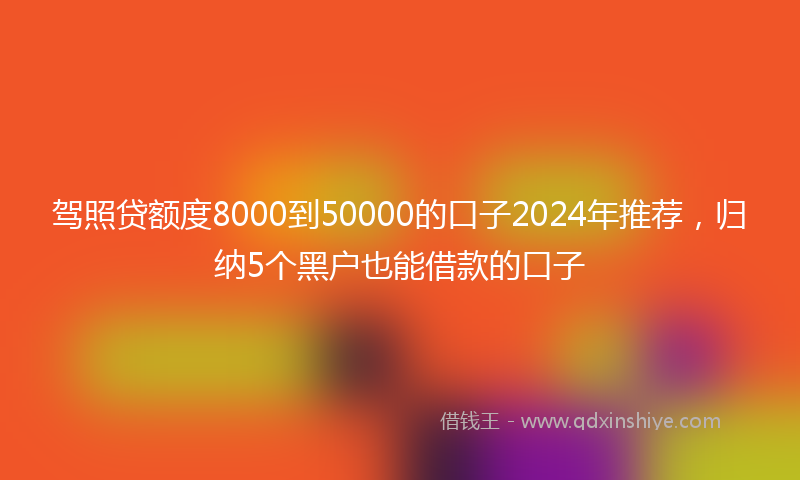 驾照贷额度8000到50000的口子2024年推荐，归纳5个黑户也能借款的口子