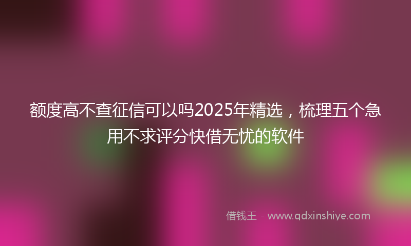 额度高不查征信可以吗2025年精选，梳理五个急用不求评分快借无忧的软件