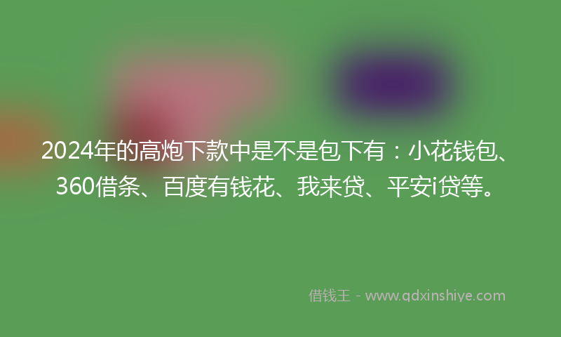 2024年的高炮下款中是不是包下有：小花钱包、360借条、百度有钱花、我来贷、平安i贷等。