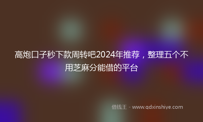 高炮口子秒下款周转吧2024年推荐，整理五个不用芝麻分能借的平台