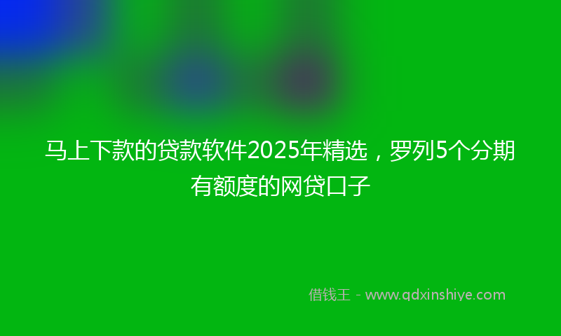 马上下款的贷款软件2025年精选，罗列5个分期有额度的网贷口子