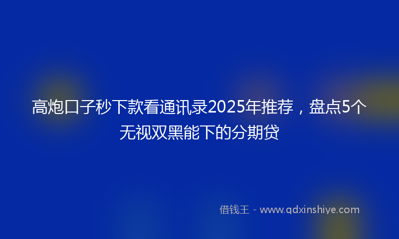 高炮口子秒下款看通讯录2025年推荐，盘点5个无视双黑能下的分期贷