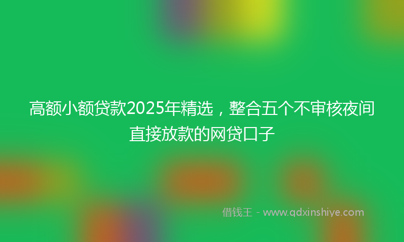 高额小额贷款2025年精选，整合五个不审核夜间直接放款的网贷口子