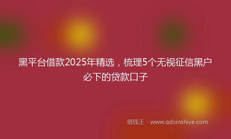 黑平台借款2025年精选，梳理5个无视征信黑户必下的贷款口子