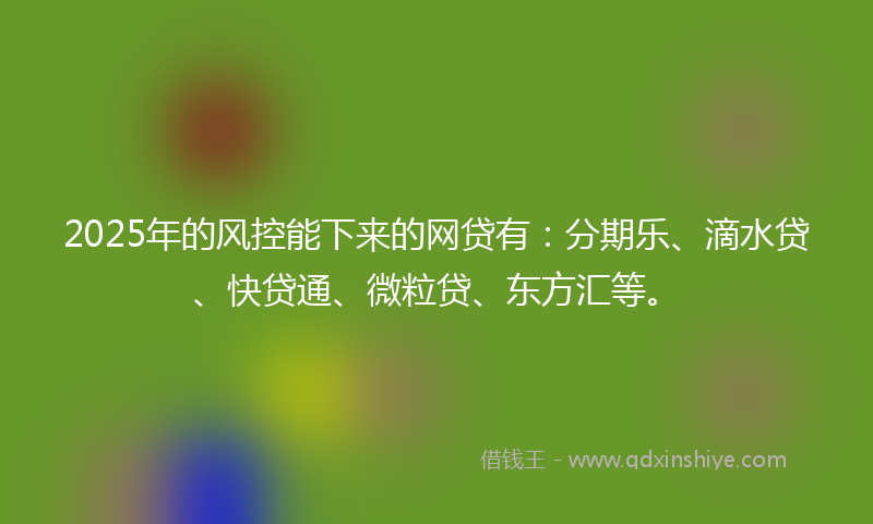 2025年的风控能下来的网贷有：分期乐、滴水贷、快贷通、微粒贷、东方汇等。