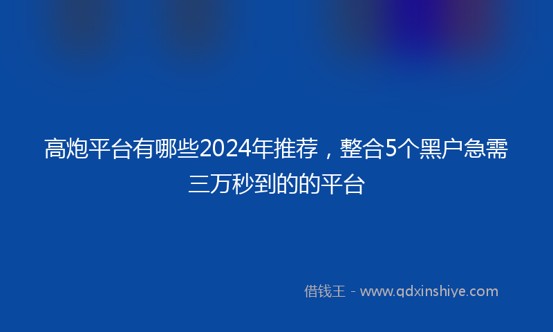 高炮平台有哪些2024年推荐，整合5个黑户急需三万秒到的的平台