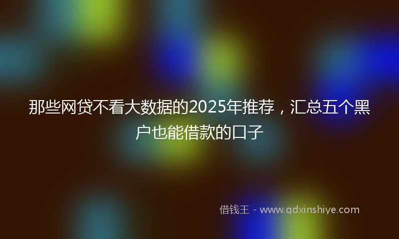 那些网贷不看大数据的2025年推荐，汇总五个黑户也能借款的口子