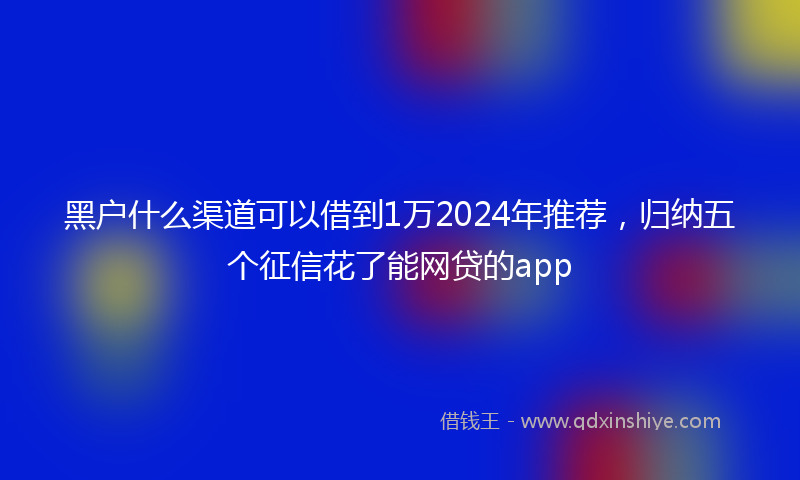 黑户什么渠道可以借到1万2024年推荐，归纳五个征信花了能网贷的app