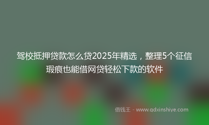 驾校抵押贷款怎么贷2025年精选，整理5个征信瑕疵也能借网贷轻松下款的软件