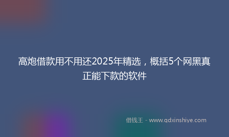 高炮借款用不用还2025年精选，概括5个网黑真正能下款的软件