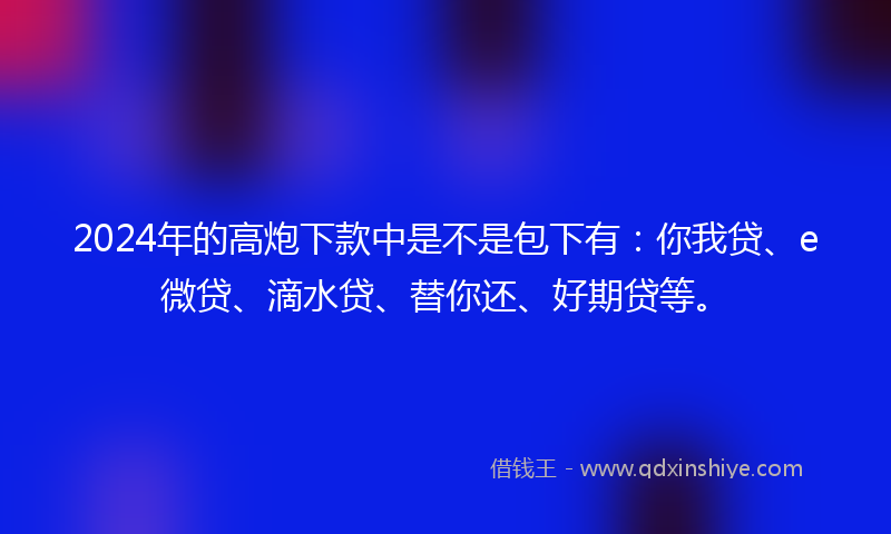 2024年的高炮下款中是不是包下有：你我贷、e微贷、滴水贷、替你还、好期贷等。