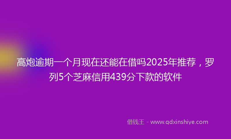 高炮逾期一个月现在还能在借吗2025年推荐，罗列5个芝麻信用439分下款的软件