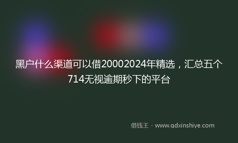 黑户什么渠道可以借20002024年精选，汇总五个714无视逾期秒下的平台