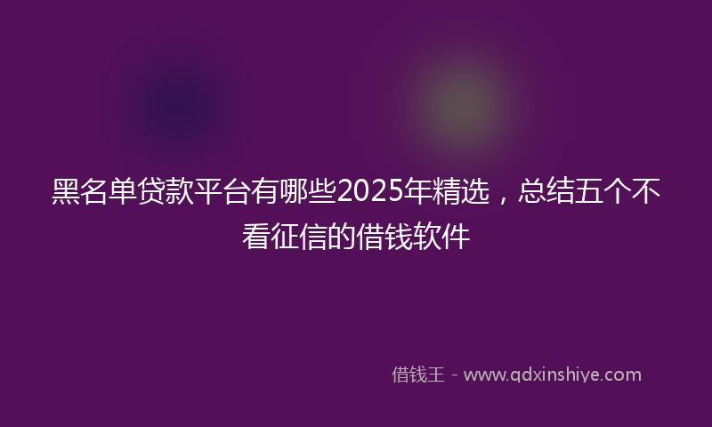 黑名单贷款平台有哪些2025年精选，总结五个不看征信的借钱软件