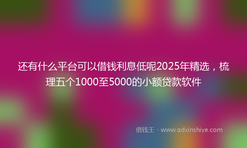 还有什么平台可以借钱利息低呢2025年精选，梳理五个1000至5000的小额贷款软件