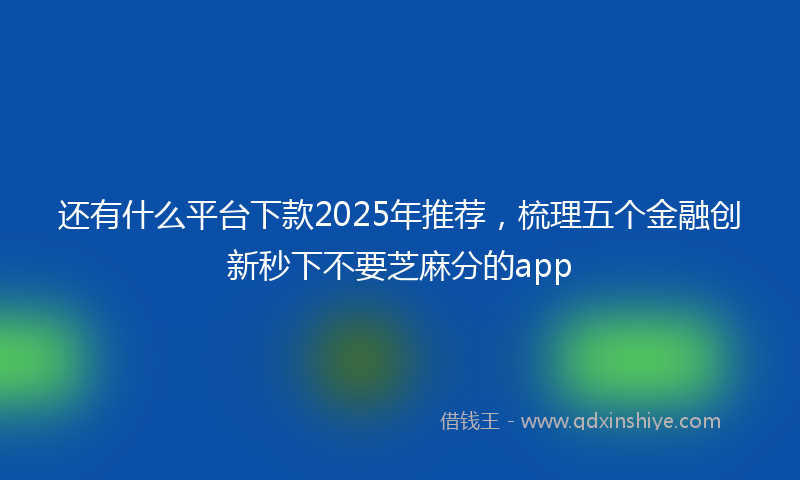 还有什么平台下款2025年推荐，梳理五个金融创新秒下不要芝麻分的app