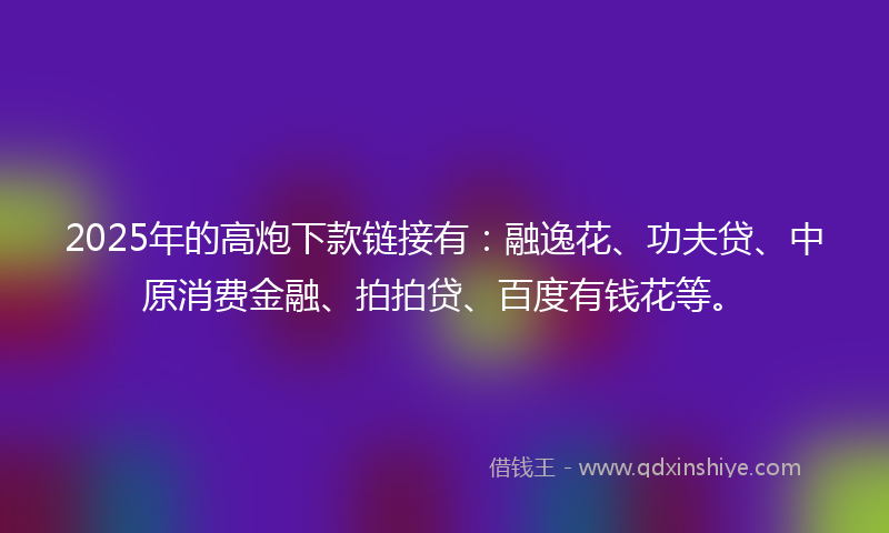2025年的高炮下款链接有：融逸花、功夫贷、中原消费金融、拍拍贷、百度有钱花等。