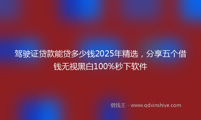 驾驶证贷款能贷多少钱2025年精选，分享五个借钱无视黑白100%秒下软件