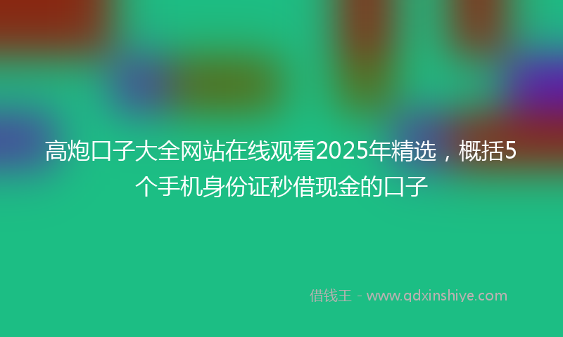 高炮口子大全网站在线观看2025年精选，概括5个手机身份证秒借现金的口子