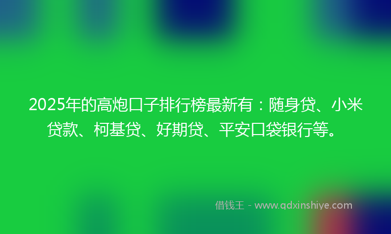 2025年的高炮口子排行榜最新有：随身贷、小米贷款、柯基贷、好期贷、平安口袋银行等。