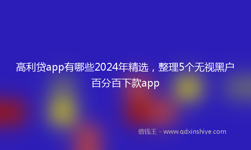 高利贷app有哪些2024年精选，整理5个无视黑户百分百下款app
