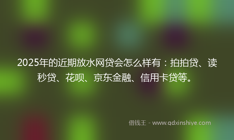2025年的近期放水网贷会怎么样有：拍拍贷、读秒贷、花呗、京东金融、信用卡贷等。