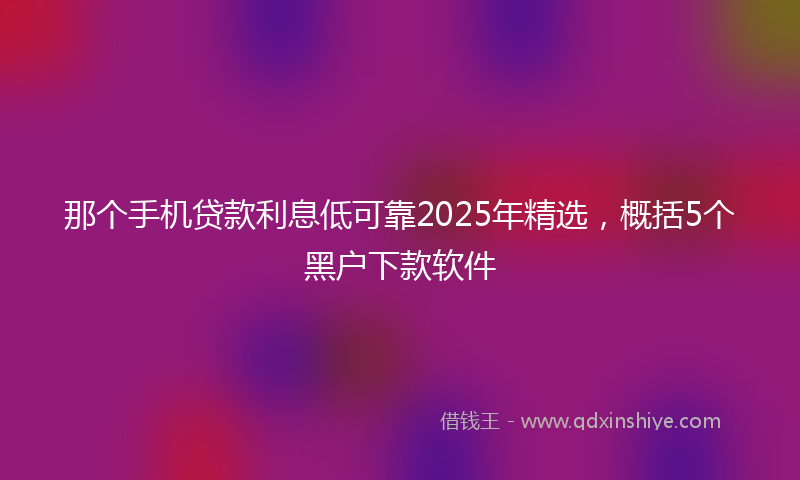 那个手机贷款利息低可靠2025年精选，概括5个黑户下款软件