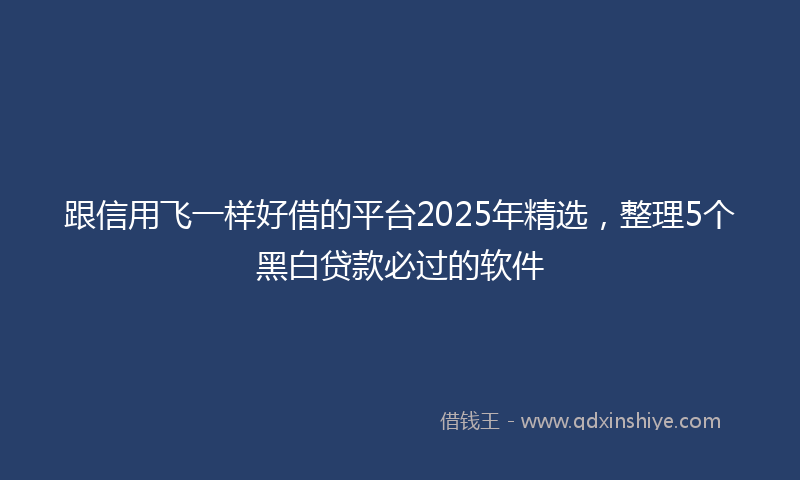 跟信用飞一样好借的平台2025年精选，整理5个黑白贷款必过的软件