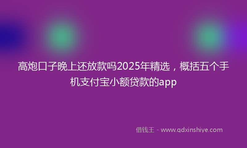 高炮口子晚上还放款吗2025年精选，概括五个手机支付宝小额贷款的app
