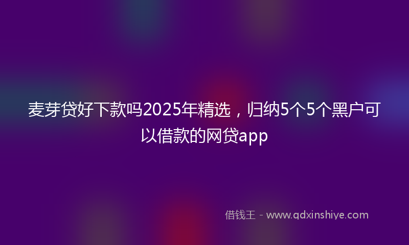 麦芽贷好下款吗2025年精选，归纳5个5个黑户可以借款的网贷app