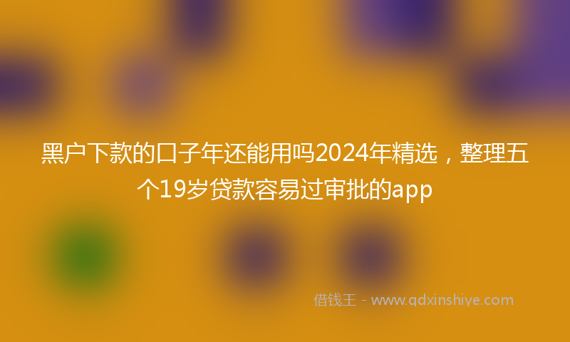 黑户下款的口子年还能用吗2024年精选，整理五个19岁贷款容易过审批的app