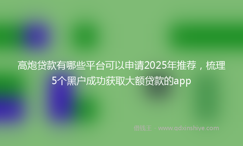 高炮贷款有哪些平台可以申请2025年推荐，梳理5个黑户成功获取大额贷款的app