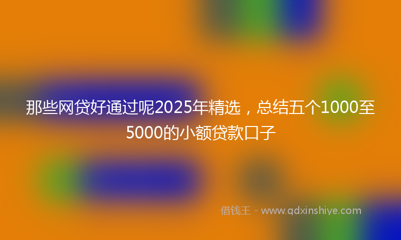 那些网贷好通过呢2025年精选，总结五个1000至5000的小额贷款口子